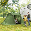 Outsunny 3 Man Camping Tent With 2 Bedrooms, 3000mm Waterproof - Dark Grey/Green