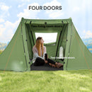 Outsunny 3 Man Camping Tent With 2 Bedrooms, 3000mm Waterproof - Dark Grey/Green