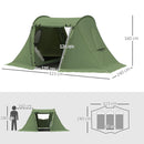 Outsunny 3 Man Camping Tent With 2 Bedrooms, 3000mm Waterproof - Dark Grey/Green