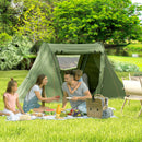 Outsunny 3 Man Camping Tent With 2 Bedrooms, 3000mm Waterproof - Dark Grey/Green