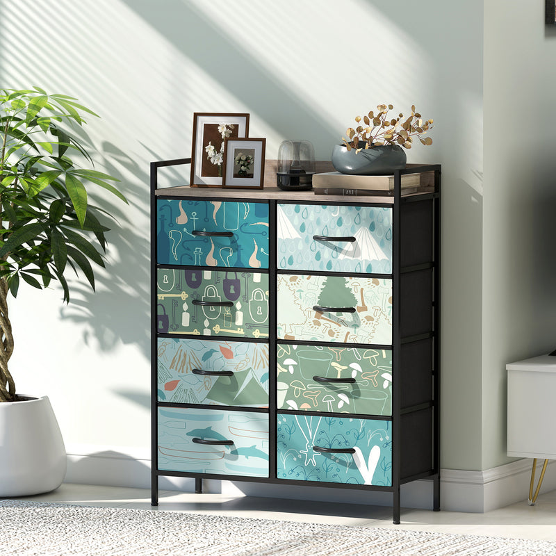 HOMCOM 8-Drawer Chest of Drawers, Fabric Dresser with Open Shelf