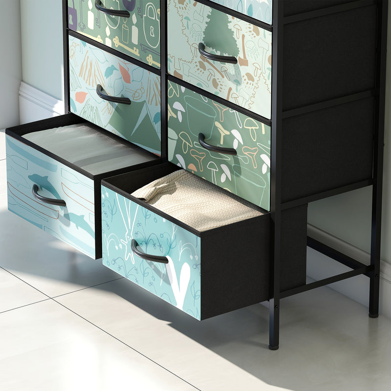 HOMCOM 8-Drawer Chest of Drawers, Fabric Dresser with Open Shelf