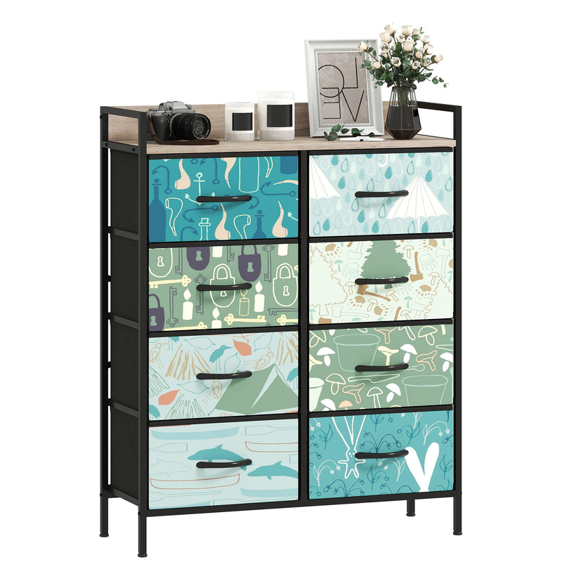 HOMCOM 8-Drawer Chest of Drawers, Fabric Dresser with Open Shelf