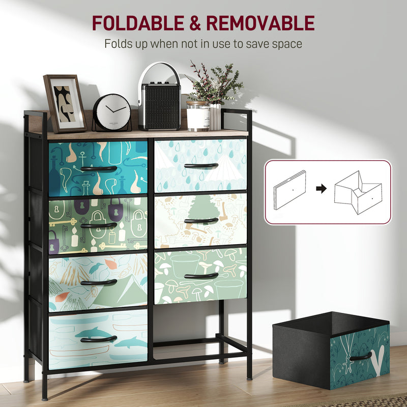 HOMCOM 8-Drawer Chest of Drawers, Fabric Dresser with Open Shelf