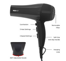 Red Hot 200W Pro Hair Dryer - Black
