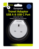 European Travel Adaptor With 2 Usb