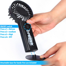 Breeze Rechargeable Folding Fan-Stand Up- Large Black