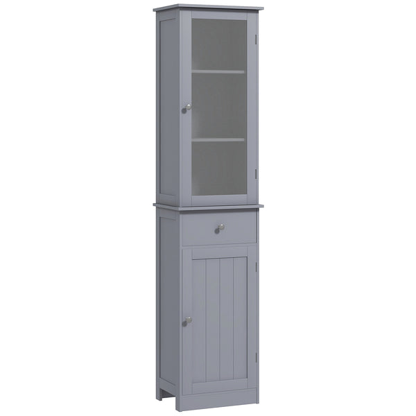 Kleankin Storage Cabinet Organizer Tower With Shelves & Drawer, Grey