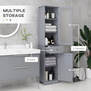 Kleankin Storage Cabinet Organizer Tower With Shelves & Drawer, Grey