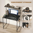 HOMCOM Computer Desk, 80cm Home Office Study Table with Hutch Shelf, Black