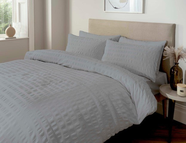 Lewis's Seersucker Duvet Set - SIlver