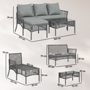 Outsunny 3 Piece Rattan Garden Furniture Set With Cushions, Dark Grey