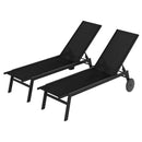 Set of 2 Patio Chaise Lounge Chairs with Wheels and 6-Level Adjustable Backrest