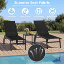 Set of 2 Patio Chaise Lounge Chairs with Wheels and 6-Level Adjustable Backrest