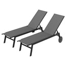 Set of 2 Patio Chaise Lounge Chairs with Wheels and 6-Level Adjustable Backrest