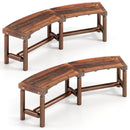 Set of 2 Solid Wood Curved Loveseat Benches