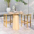 Set of 2 Acacia Wood PE wicker Bar Stools