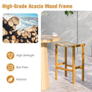 Set of 2 Acacia Wood PE wicker Bar Stools