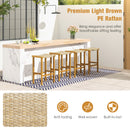Set of 2 Acacia Wood PE wicker Bar Stools