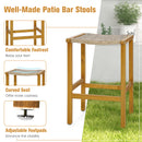 Set of 2 Acacia Wood PE wicker Bar Stools