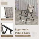 Set of 2 Patio Folding Chairs with Armrests-Grey
