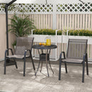 Set of 2 Patio Stackable Metal Dining Chairs with Armrests-Grey