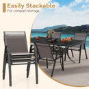 Set of 2 Patio Stackable Metal Dining Chairs with Armrests-Grey