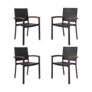 Set Of 4 Outdoor PE Wicker Stackable Chairs Patio Dining Chairs