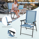 Set Of 4 Folding Garden Chairs With Armrests For Yard Lawn Poolside-Blue