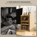 HOMCOM 4-Tier Desktop Organiser With Cable Management For Stationery - Oak/Dark Brown