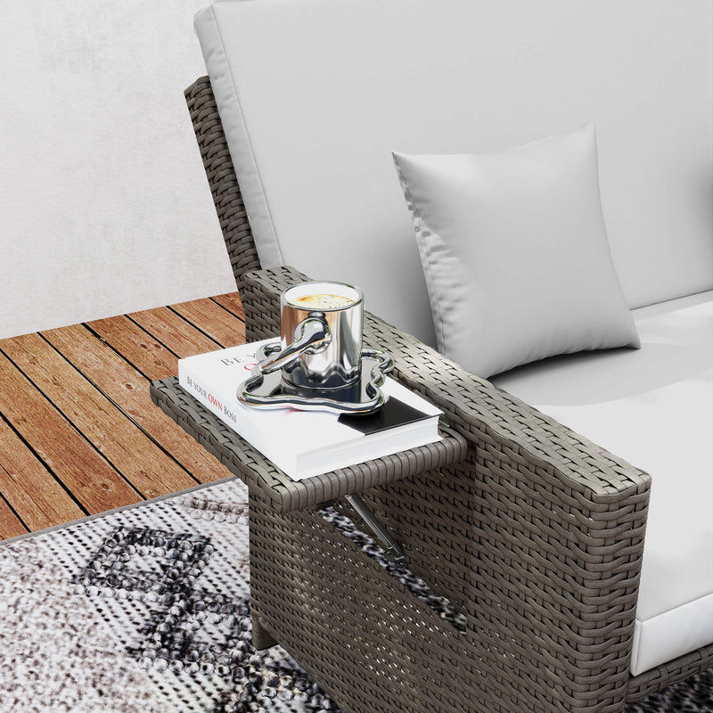 Outsunny Garden Rattan Furniture Set 2 Seater Patio Sun Lounger Daybed Sun Bed