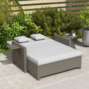 Outsunny Garden Rattan Furniture Set 2 Seater Patio Sun Lounger Daybed Sun Bed
