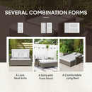 Outsunny Garden Rattan Furniture Set 2 Seater Patio Sun Lounger Daybed Sun Bed