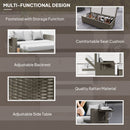 Outsunny Garden Rattan Furniture Set 2 Seater Patio Sun Lounger Daybed Sun Bed