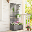Outsunny Wood Planter with Trellis for Climbing Plants Planter Box Dark Grey