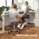 HOMCOM Saddle Chair, Rolling Salon Stool for Massage Spa, Grey