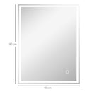 kleankin Illuminated Bathroom Mirror with LED Lights, 3 Colours, Defogging Film