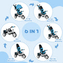 HOMCOM 6 In 1 Kids Trike, Stroller With Parent Handle