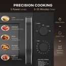 HOMCOM 23L Solo Manual Microwave Oven With 5 Levels, Timer, Black