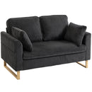 HOMCOM 2 Seater Sofa, Corduroy Sofa w/ Spring Cushions 2 Pillows, Dark Grey