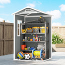 Outsunny 4 X 3 Ft Plastic Small Garden Shed With Lockable Door, Light Grey