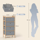 HOMCOM Chest of Drawers, 4 Drawers Dresser with Bamboo Frame, Light Grey