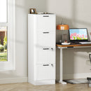 HOMCOM 4 Drawer File Cabinet with Lock and Adjustable Hanging Bars, White