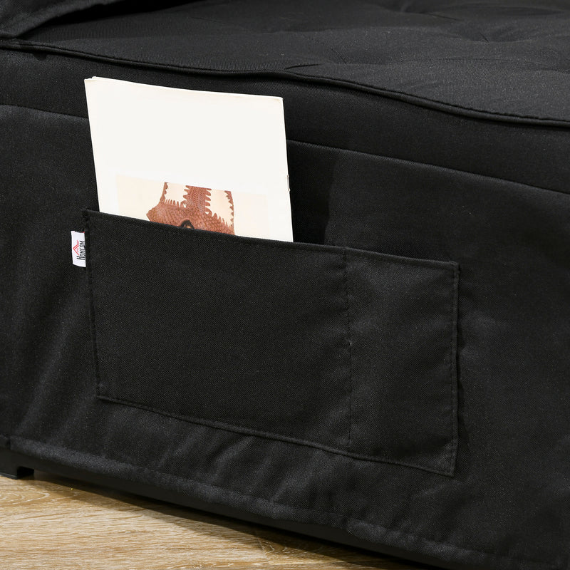 HOMCOM Folding Sleeper Chair Bed with Pillow and Side Pockets, Black
