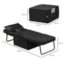 HOMCOM Folding Sleeper Chair Bed With Pillow And Side Pockets, Black