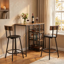 HOMCOM Space Saving Bar Table And PU Leather Stools For 2, Rustic Brown