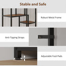 HOMCOM Industrial Bookcase 7-Tier Bookshelf Shelving Unit Rustic Brown Black