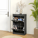 HOMCOM Slim Shoe Storage Cabinet with 2 Flip Drawers for Entryway, Black