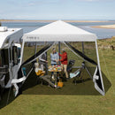 Outdoor Instant Pop-up Canopy with Mesh Sidewalls-White