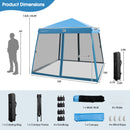 Outdoor Instant Pop-up Canopy with Mesh Sidewalls-Blue